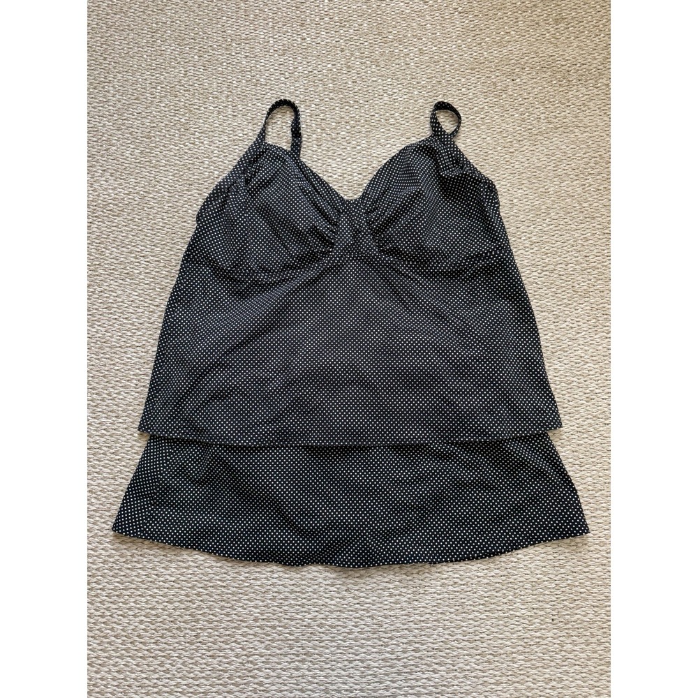 Women's Lands End 2 Piece Full Coverage Skirt Swimsuit Swimwear Polka Dot 14/20